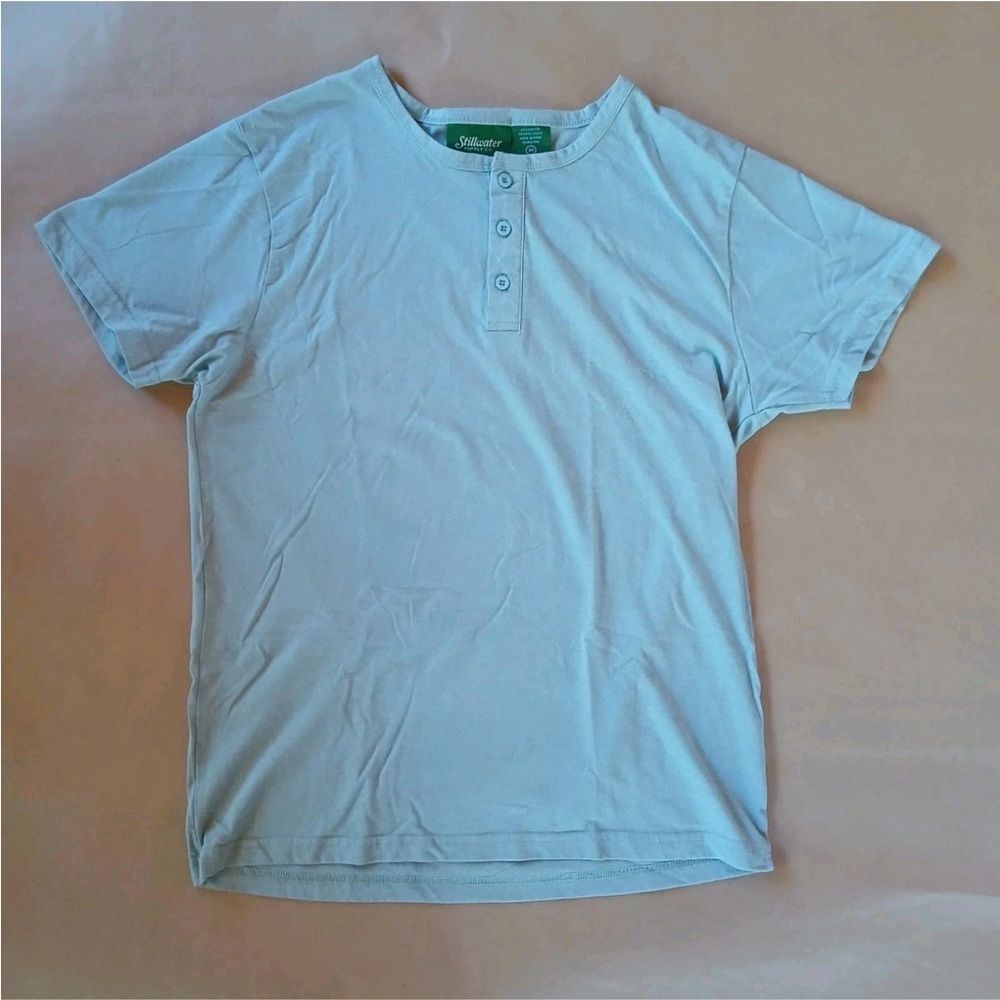 Stillwater Supply Co Women's M Blue Short Sleeve T Shirt Button Accent Tee